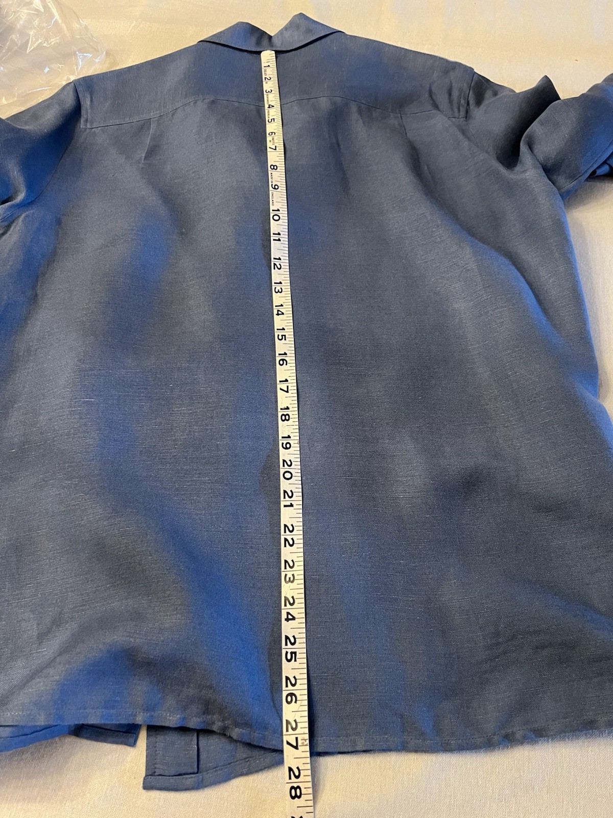 Notations Blue Linen Button up Collared Shirt Lon… - image 4