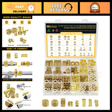 255PCS Brass Compression Sleeves  Ferrules - 6 Sizes for Air, Water, Fuel, Oil