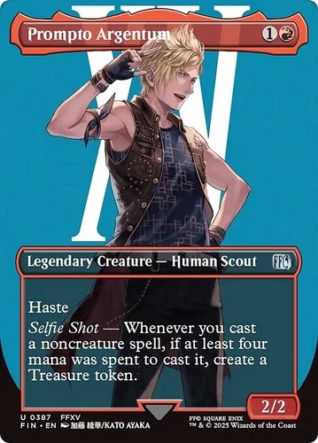 Borderless PROMPTO ARGENTUM mtg NM-M Final Fantasy Unc