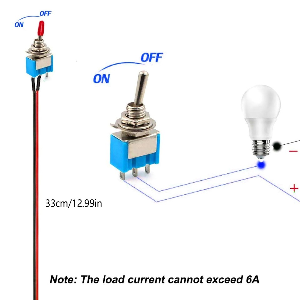 Switch Filter Pin 3 Pins Spst Rocker Toggle Switch With Pre-Wired With Strong Solid And ...