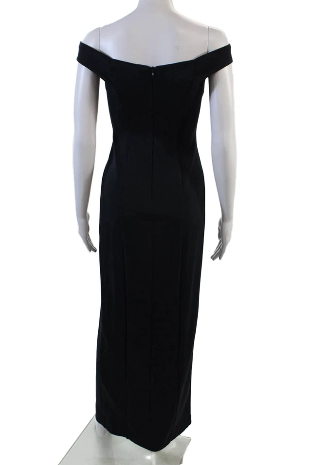 Vestido N/Nicholas para mujer sin mangas con hombros descubiertos abertura alta azul marino talla 2 Foto 3 de 4