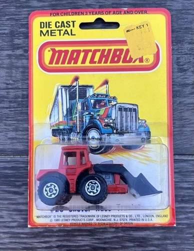 NOS Lesney Matchbox Superfast MB29 Red Tractor Shovel Black Base.