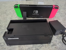 Nintendo Switch Console Pink & Green Joycons + Dock, Charger Extras CLEAN NICE!