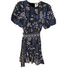 Farm Rio Macaw Forest Minidress Short Sleeve Mini Dress Black Size XS