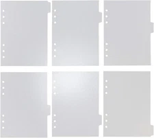 A5 Binder Dividers,6 Tab Transparent Index Dividers, 6 Holes Clear 