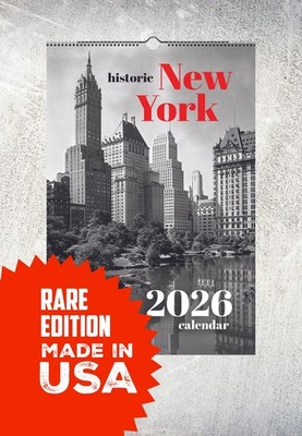 2026 New York Wall Calendar   Vintage NYC Photos   Historic Landmarks   B&W
