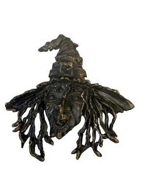 Vintage JJ Jonette Witch Hat Brooch Pin Bronze Tone Pewter Halloween Figural
