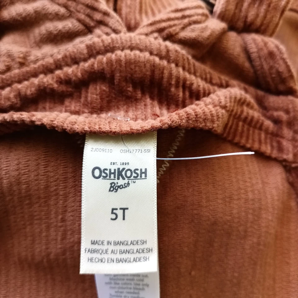 Vestido Oshkosh B'Gosh Niña Pequeña Marrón Pana Mono 5T Cottage Core Adjusta Foto 3 de 4