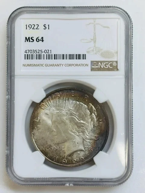Silver MS 64 Graded 1922 Year Peace Dollars (1921-1935) for sale