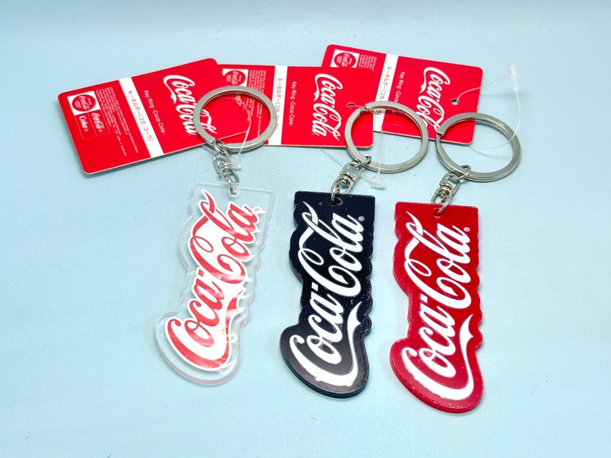CocaCola COKE KEYRING & BANDANA SET おまけ付 Coca Cola Acrylic plastic Key Ring Key Chain Set 3 Transparent
