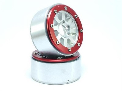 Metsafil Beadlock Wheels HAMMER silber/rot 1.9 (2 St.) ohne Radnabe / MT5040SR
