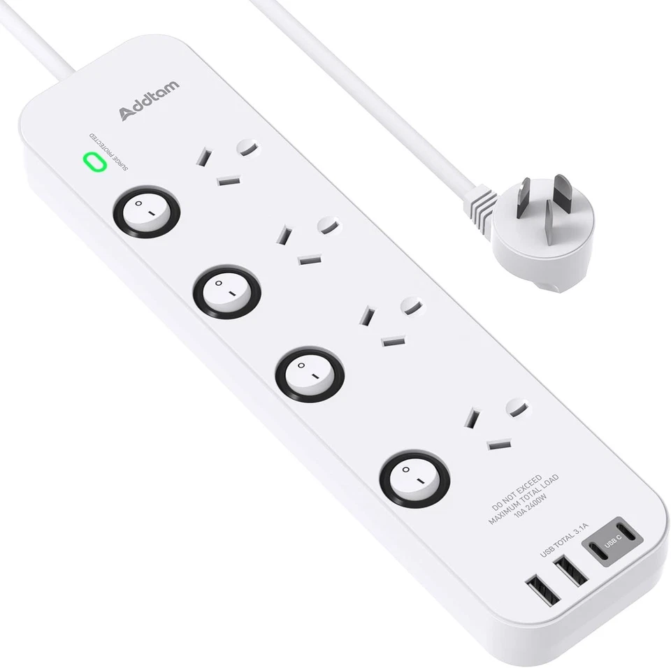 Surge Protector Power Strip - Efficient 1.2m Extension Cord Design - image 3 of 4