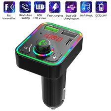 12-24V 2-USB Car Charger Bluetooth 5.0 FM Transmitter Radio MP3 Player Hand-Free
