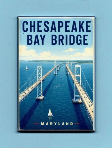 CHESAPEAKE BAY BRIDGE TRAVEL POSTER *2X3 FRIDGE MAGNET* MARYLAND VIRGINIA BEACH
