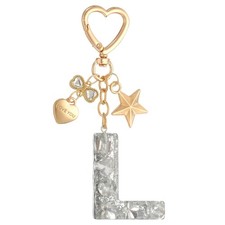 Cute Initial Letter Keychain, Letter L Keychains for Women Girls Bling Silver
