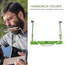 18cm Clip Harmonica Neck Holder Bracket for 24 Hole 10 Hole Harmonica Green