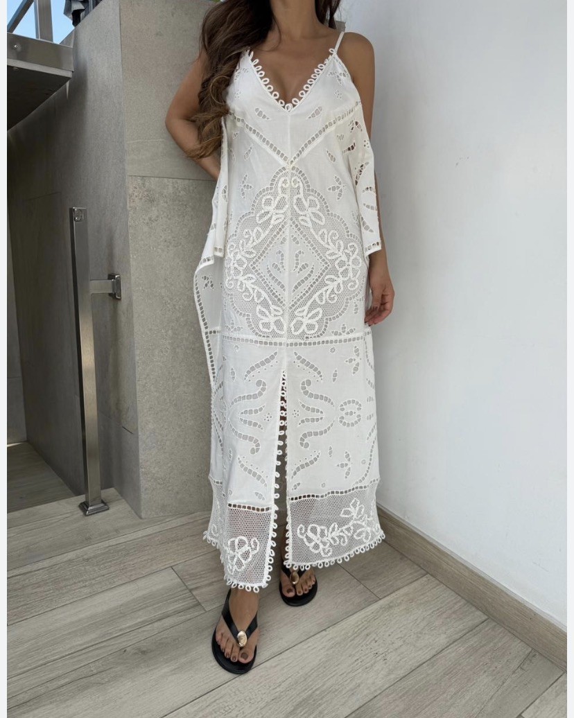 ZARA NEW WOMAN STRAPPY EMBROIDERED DRESS ZW COLLECTION WHITE SIZE M  6895/241/250 | eBay