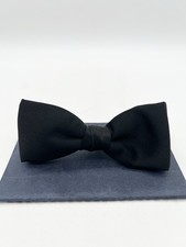 Vintage 50s Black Satin Clip On Bow Tie Royal Rust Brand Classic Formal Wear