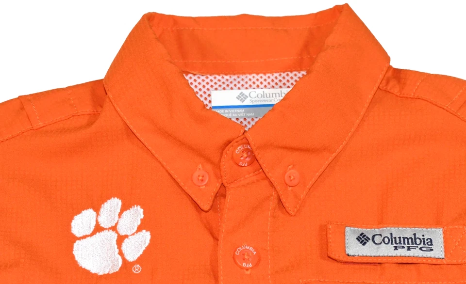 Columbia PFG Clemson Tigers Sports Button Down Short Sleeve Shirt Boy's XS 6/7 - Image 2 of 4