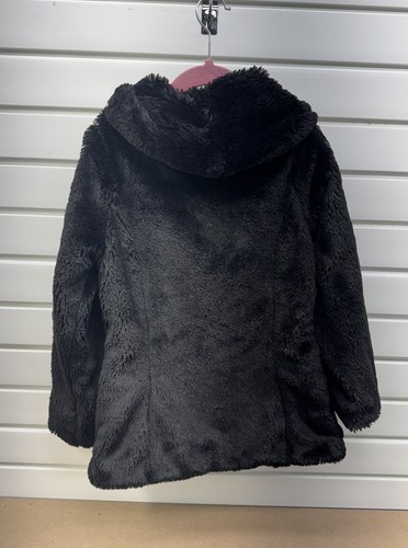 Patagonia Girls Pelage Fleece Faux Fur Jacket Coat Black 2 Buttons Size XS 5-6 - Picture 4 of 8