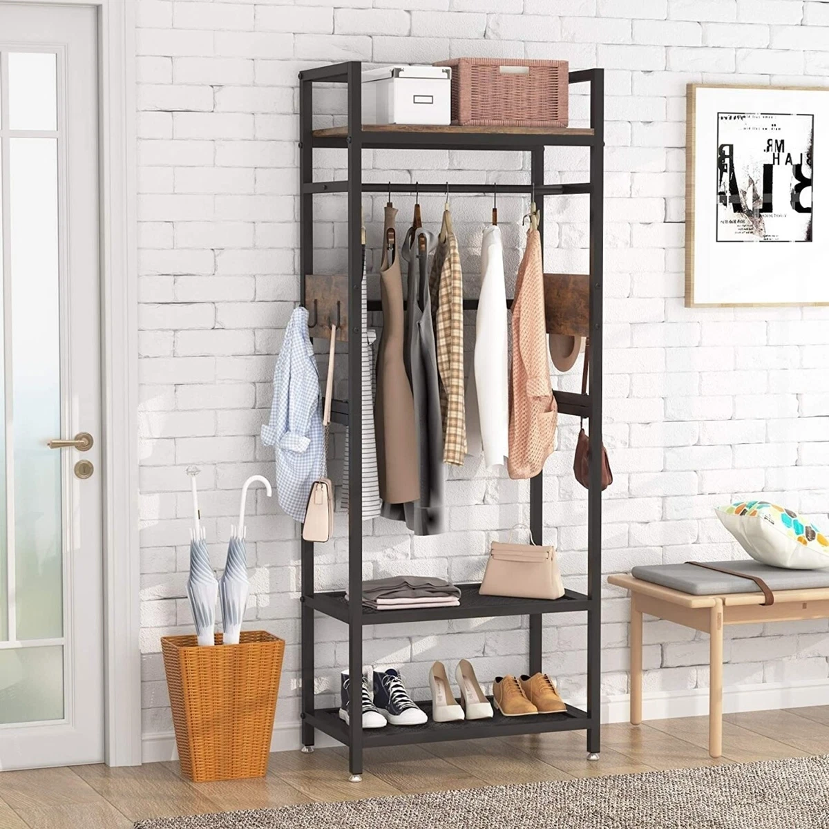 Tribesigns White + Black Steel Clothing Rack