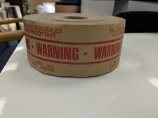 3" x 450' Reinforced Water Activated WARNING tape heavy duty gummed 2 rolls/case