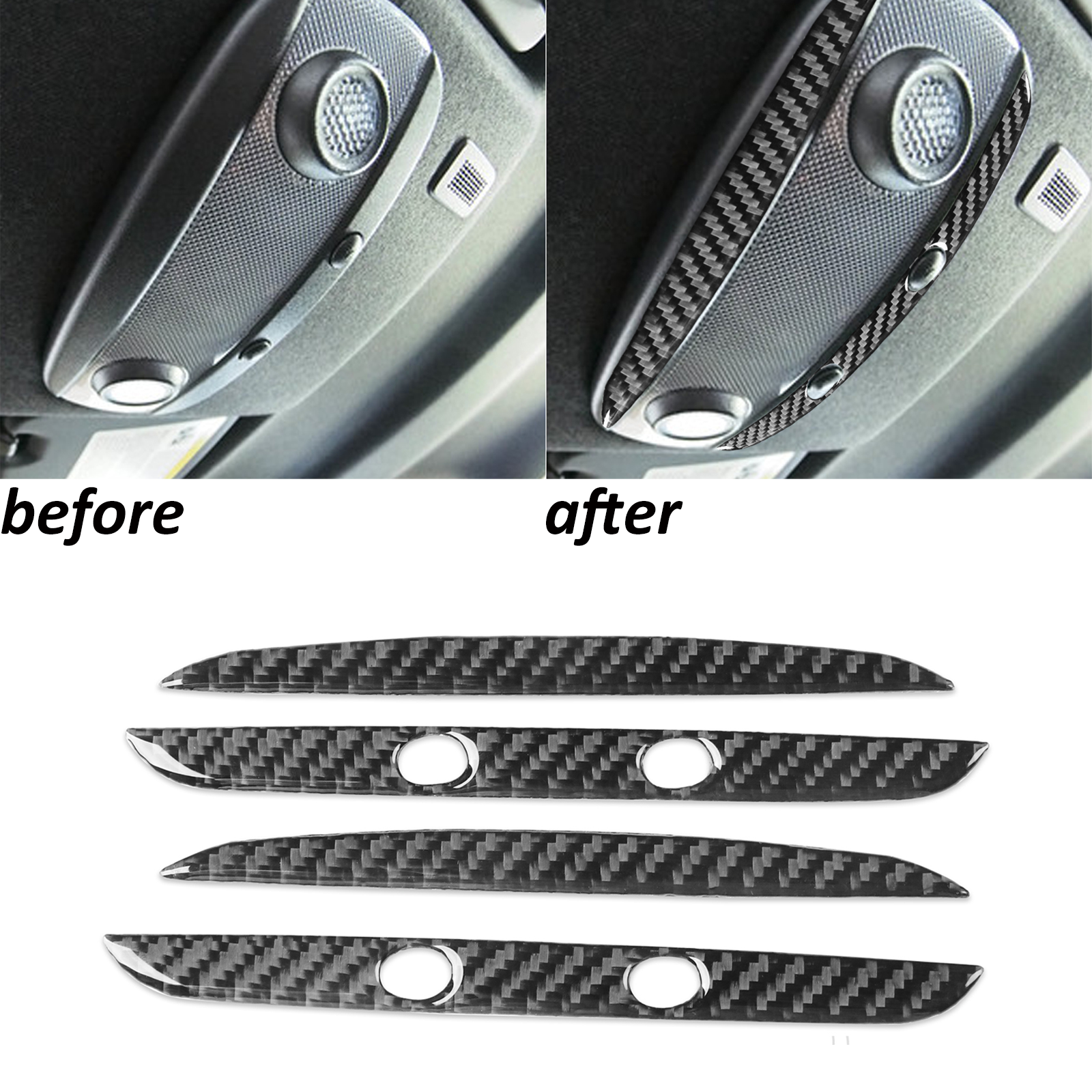 Real Carbon Fiber Interior Roof Reading Light Panel Trim For Ford Fiesta 2011-19