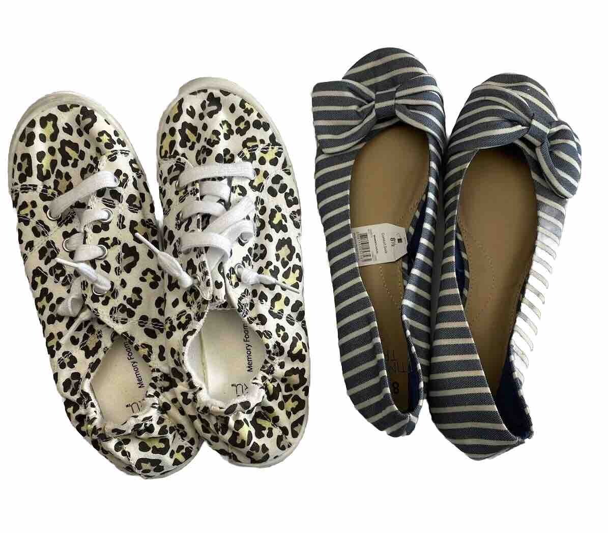 LOTTO Scarpe casual da donna Time & Tru taglia 8 1 2 tela leopardata e righe blu NUOVE