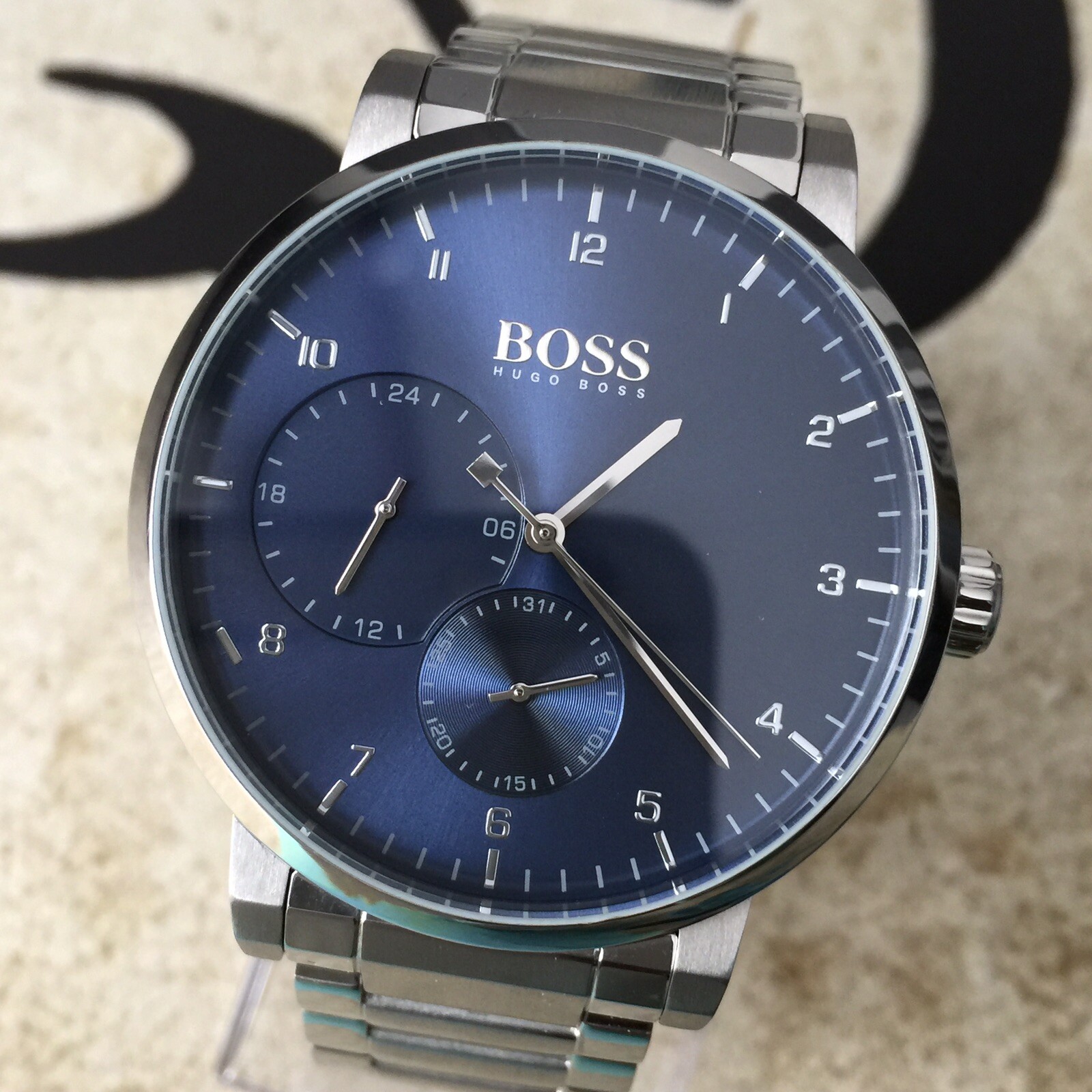 Hugo Boss Mens Designer Watch OXYGEN Twin Subsidiary Blue Sun-ray Dial ...