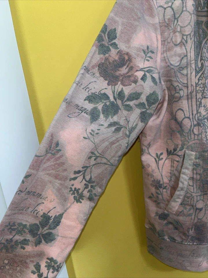 Chaqueta con Capucha Green Tea Mediana Colorida Algodón Floral Manga Larga Cremallera Frontal Foto 4 de 4