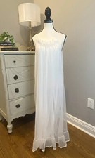 Vintage 1970s Tosca Peignoir Nightgown Small Ivory Chiffon Lace Bridal USA