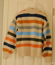 ST. JOHN'S BAY Womens Mock Neck Long Sleeve Striped Pullover Sweater Small NEW