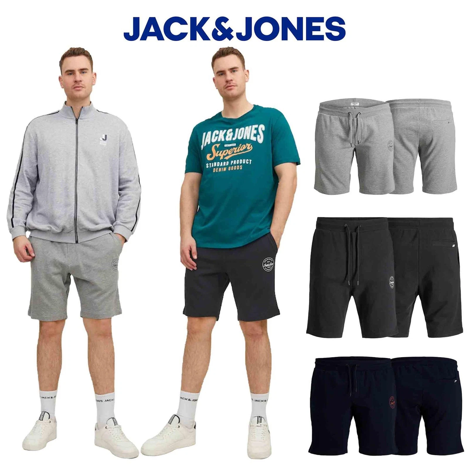 Jack & Jones Men’s Sweat Shorts Regular Fit Track Shorts for Mens Size 38 - 48
Opens in a new window