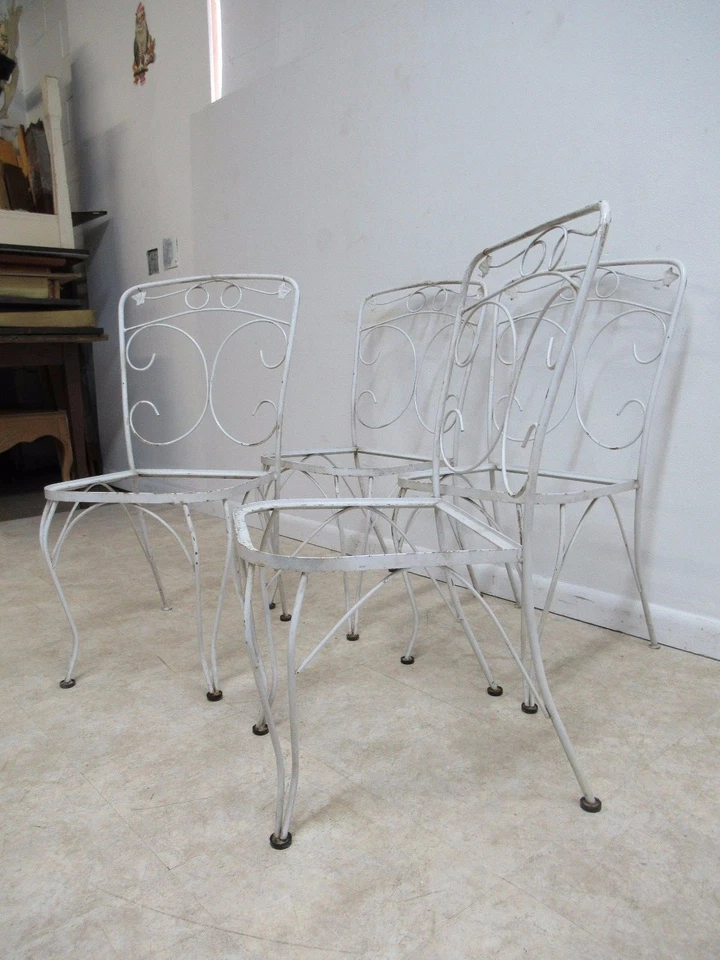 4 sillas laterales de comedor vintage de hierro de hiedra para patio exterior porche Foto 4 de 4