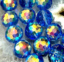 10mm Pretty Faceted Blue Crystal Quartz Round Loose Beads 35pcs