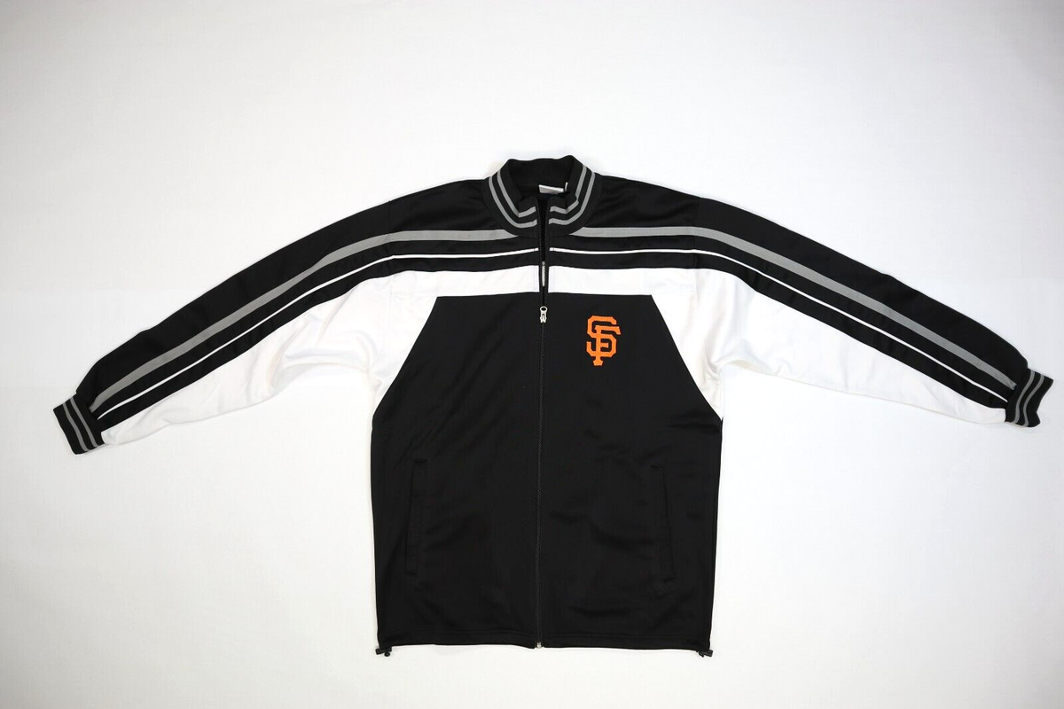San Francisco SF Giants MLB Majestic Black White Stripe Zip Jacket
