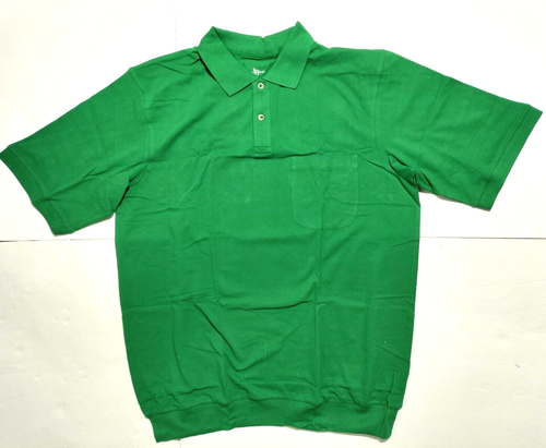 Blair Men's XL Tall Green Cotton Pique Pocket Collar Short Sleeve Polo Shirt - Picture 2 of 8