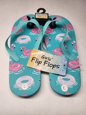 Girl's Flip-Flops Pink/Blue Pink Flamingos And Donuts Size L 2/3