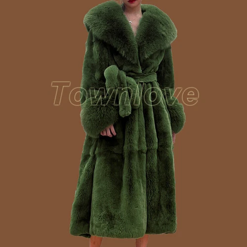Abrigo informal suelto largo grueso otoño e invierno cuello de piel grande para mujer - Imagen 3 de 34