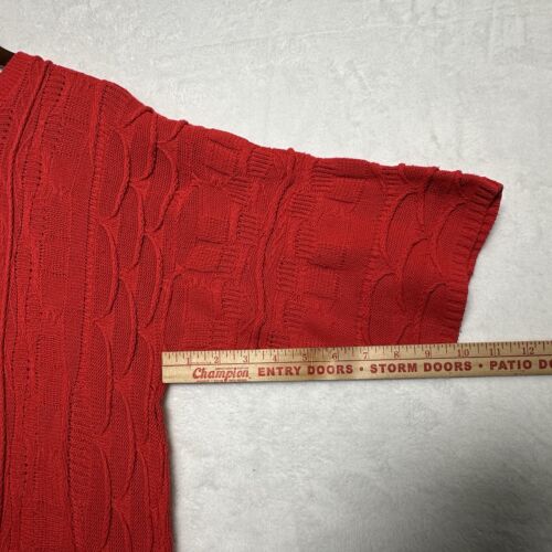 Vintage 90s Coogi 3D Textured Knit Red Sweater Short Sleeves Size XL - Picture 20 of 21