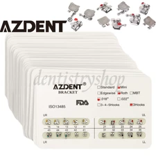 10Packs AZDENT Dental Ortho Brackets Mini/Standard MBT/Roth 022/018 Hooks 3 4 5