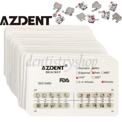 Staffette Ortodontiche Staffe Ortodontiche Metalliche AZDENT - Mini/Standard Roth/MBT Con Ganci Per Apparecchio Dentale Set Staffe Ortodontiche 20 Pezzi - Foto 11