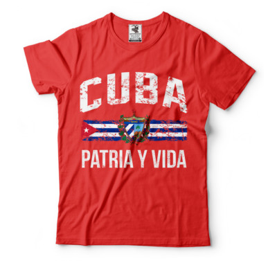 Cuba T-shirt Mens Tee Shirt Partia Y Vida Cuban protest Tee Shirt Cuban Tee
