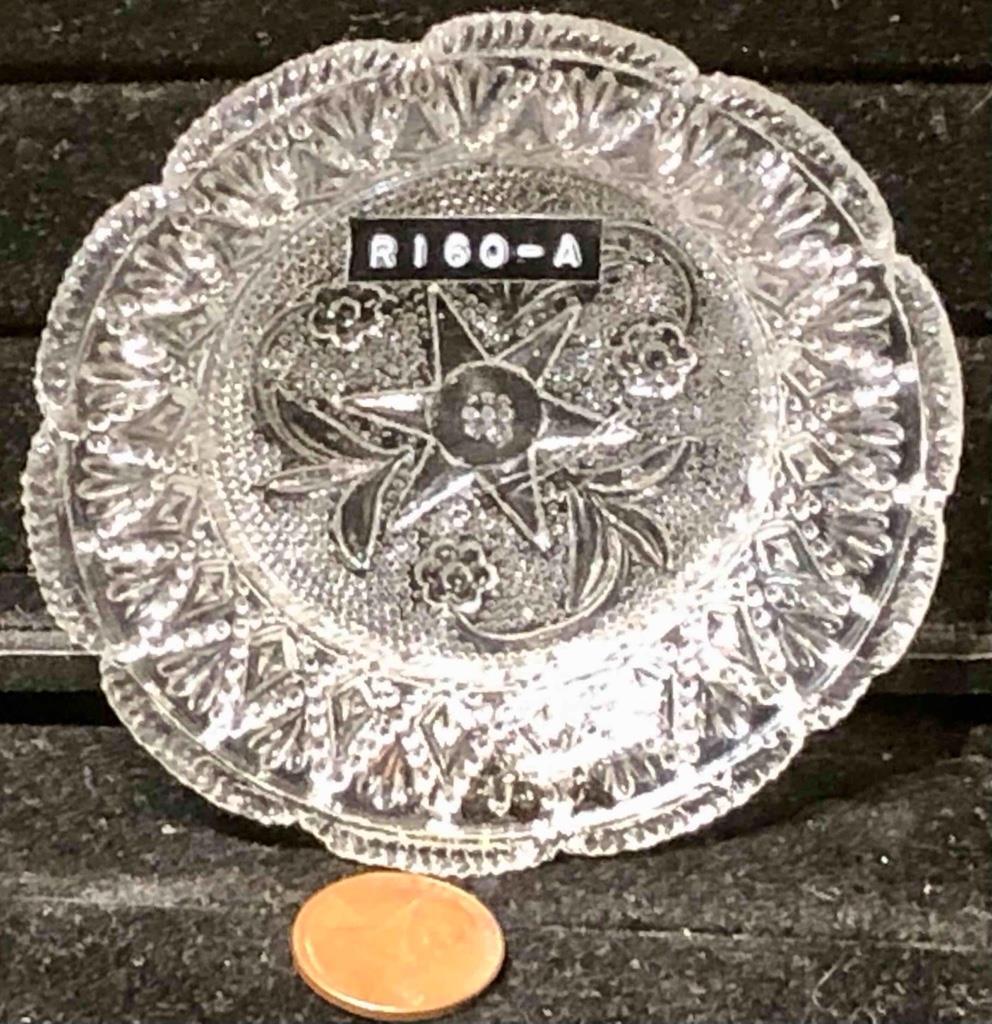 Antique Pressed Flint Glass Cup Plate, LR 160A, Philadelphia, c. 1835