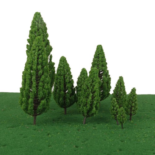 10 Pieces Mixed Size Model Trees Fake Trees for Scenery Green 48mm-160mm - Picture 10 of 10