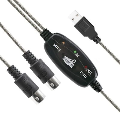 TRIXES USB Midi Cable Lead Adaptor For Keyboard NEW Windows & Mac Key Board