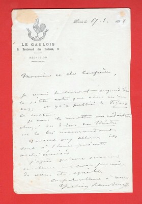 LO53-L.A.S-YVELING RAMBAUD-FRÉDÉRIC GILBERT-DRAMATIC AUTHOR-NOVELIST-1888