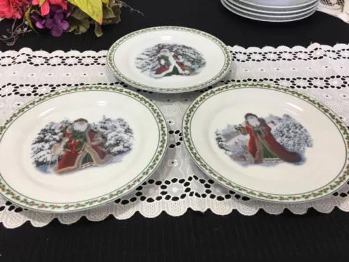 Set of 3 National Wildlife Federation "Father Christmas" Salad Plates 8"