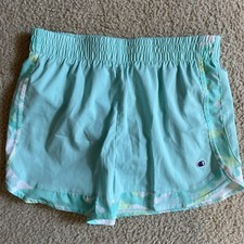 Champion Girls Running Sport Shorts - Mint Green Turquoise Camouflage - Size XL