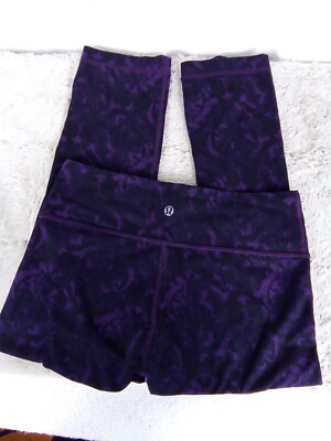 Lululemon Wunder Under Capri Beautiful Baroque Deep Zinfandel Purple Black Sz 6